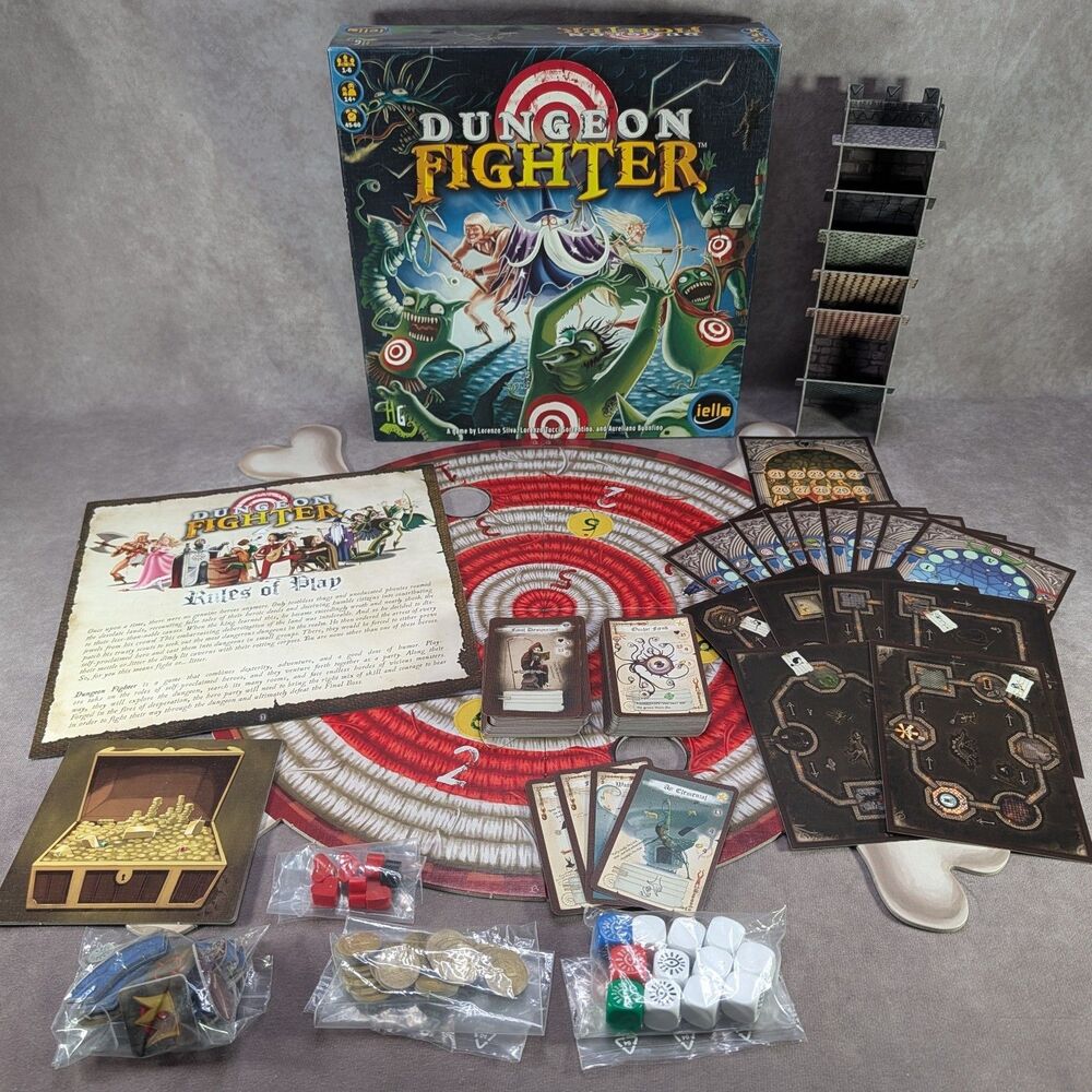 Dungeon Fighter Board Game IELLO Horrible Games 1-6 Players Missing 1 Gold Coin